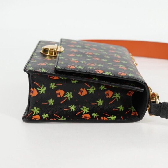 PRADA Shoulder Bag Leather Black Gold Auth - Picture 5 of 16